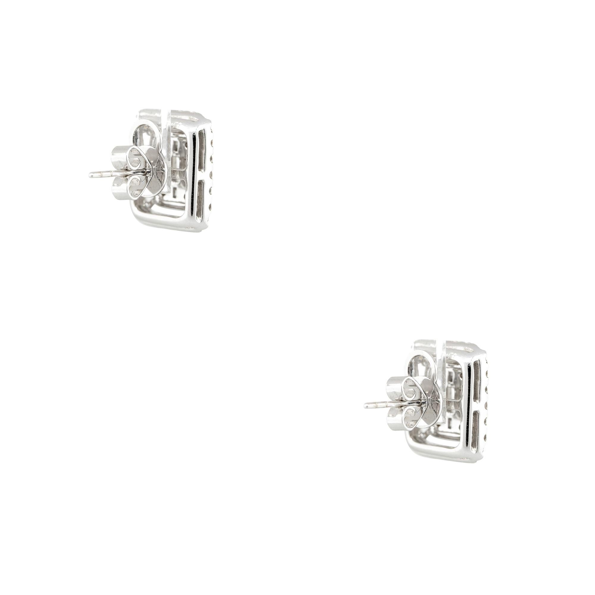 1.97 Carat Multi-Shape Diamond Halo Rectangular Stud Earrings 18 Karat in Stock In Excellent Condition For Sale In Boca Raton, FL