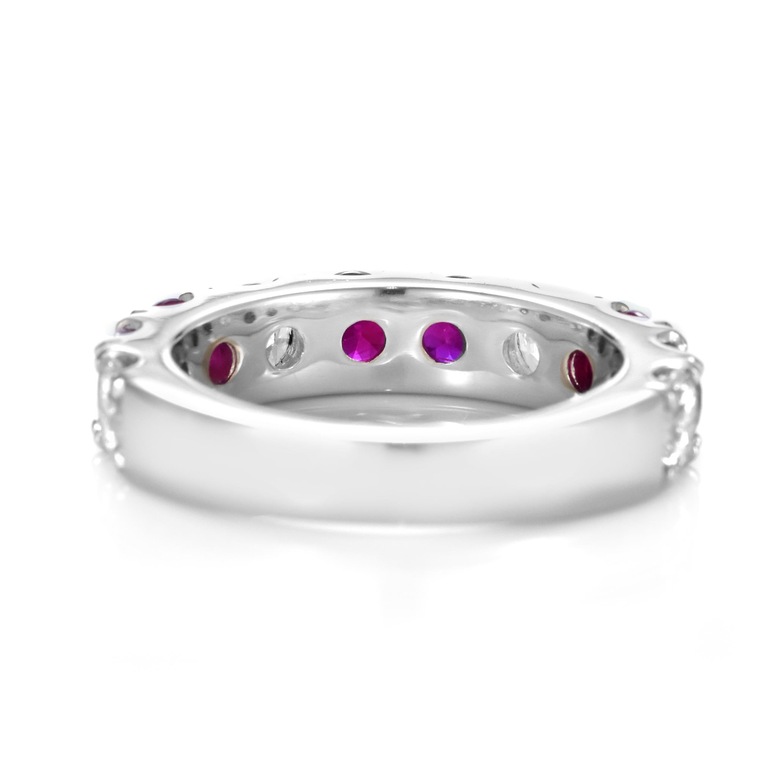 1.97 Carat Natural Ruby and Diamond Half-Eternity Ring Made in Platinum For Sale 7