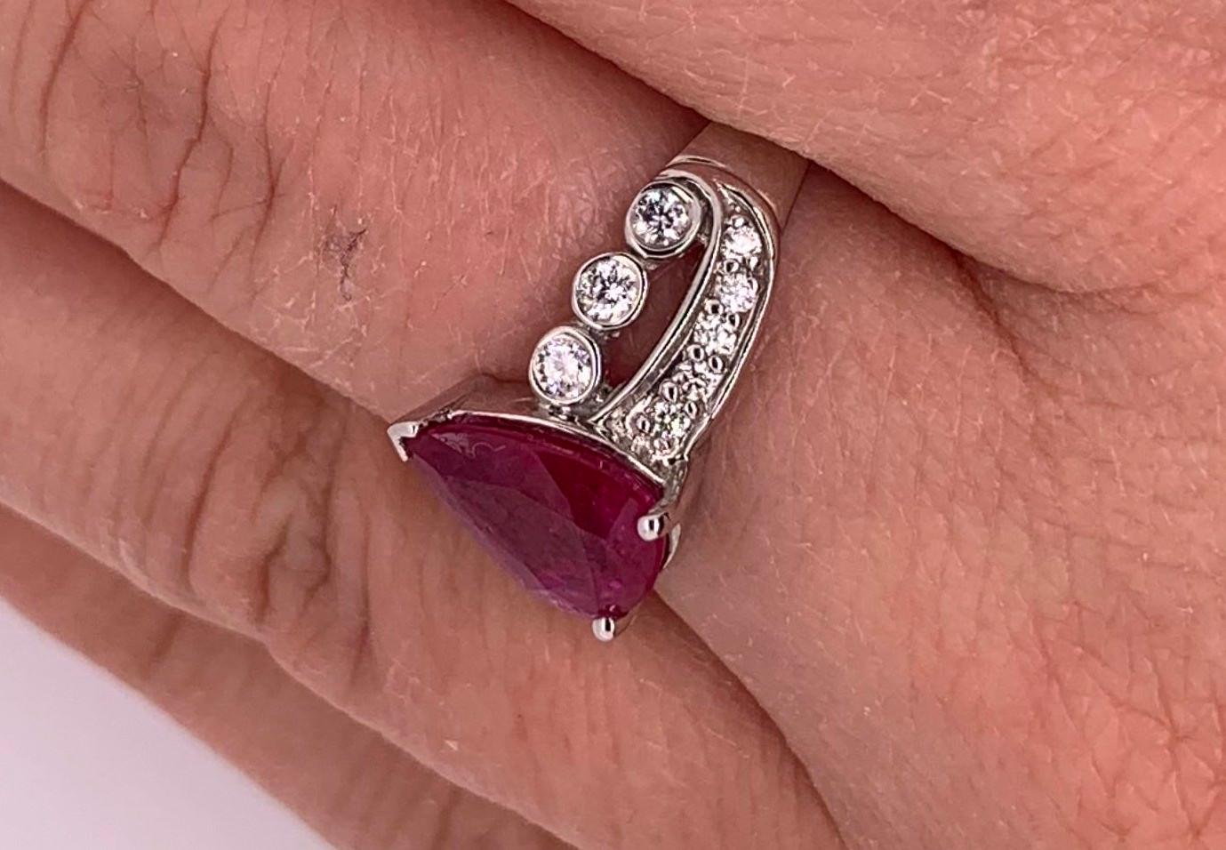 Contemporary 1.97 Carat Ruby Engagement Ring with Swirl Diamond Fashion Band For Sale