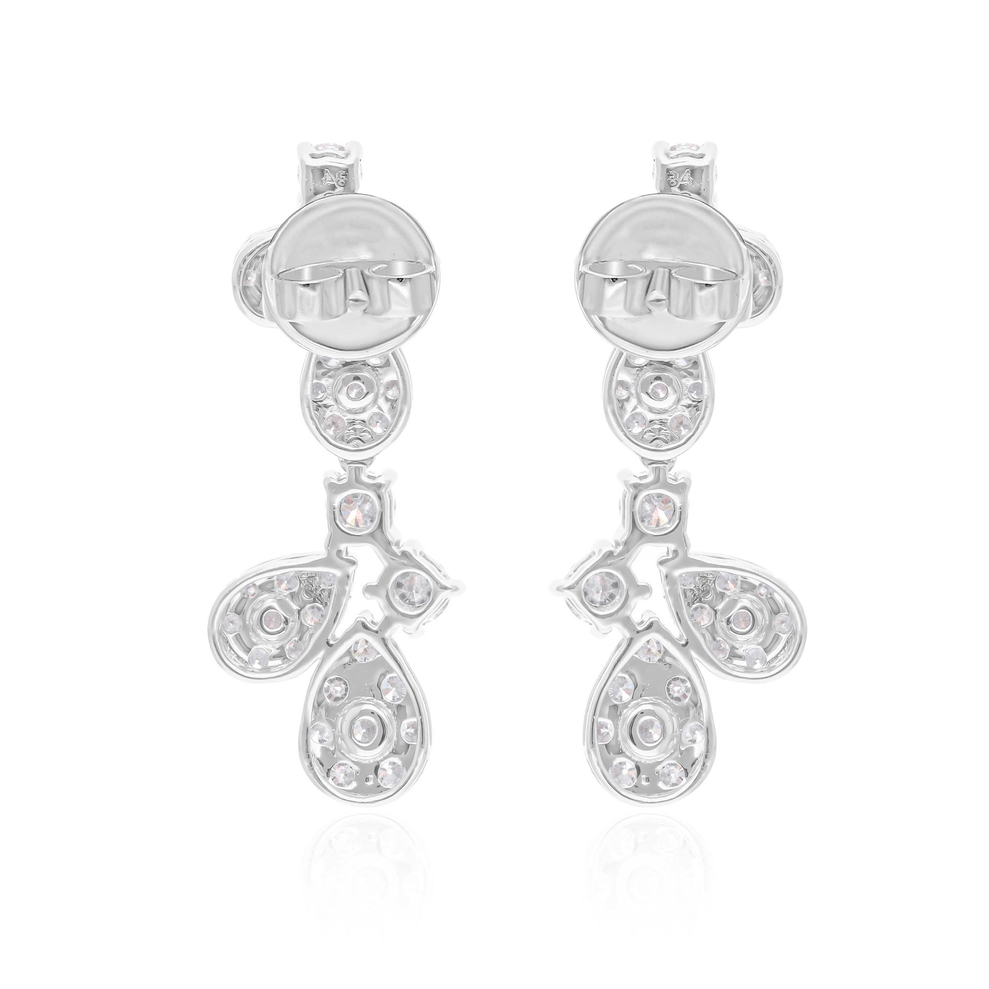 De las mujeres 1,97 Quilates SI Claridad HI Color Diamante Pendientes Colgantes Finos Oro Blanco 14 Kilates en venta