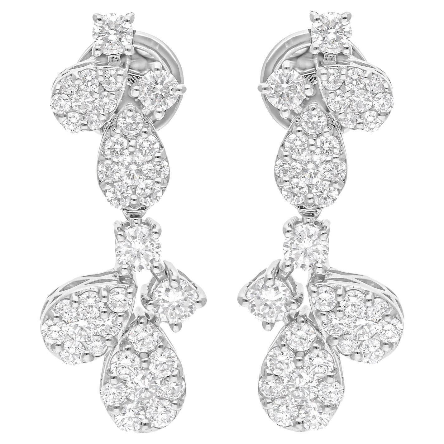 1,97 Quilates SI Claridad HI Color Diamante Pendientes Colgantes Finos Oro Blanco 14 Kilates en venta