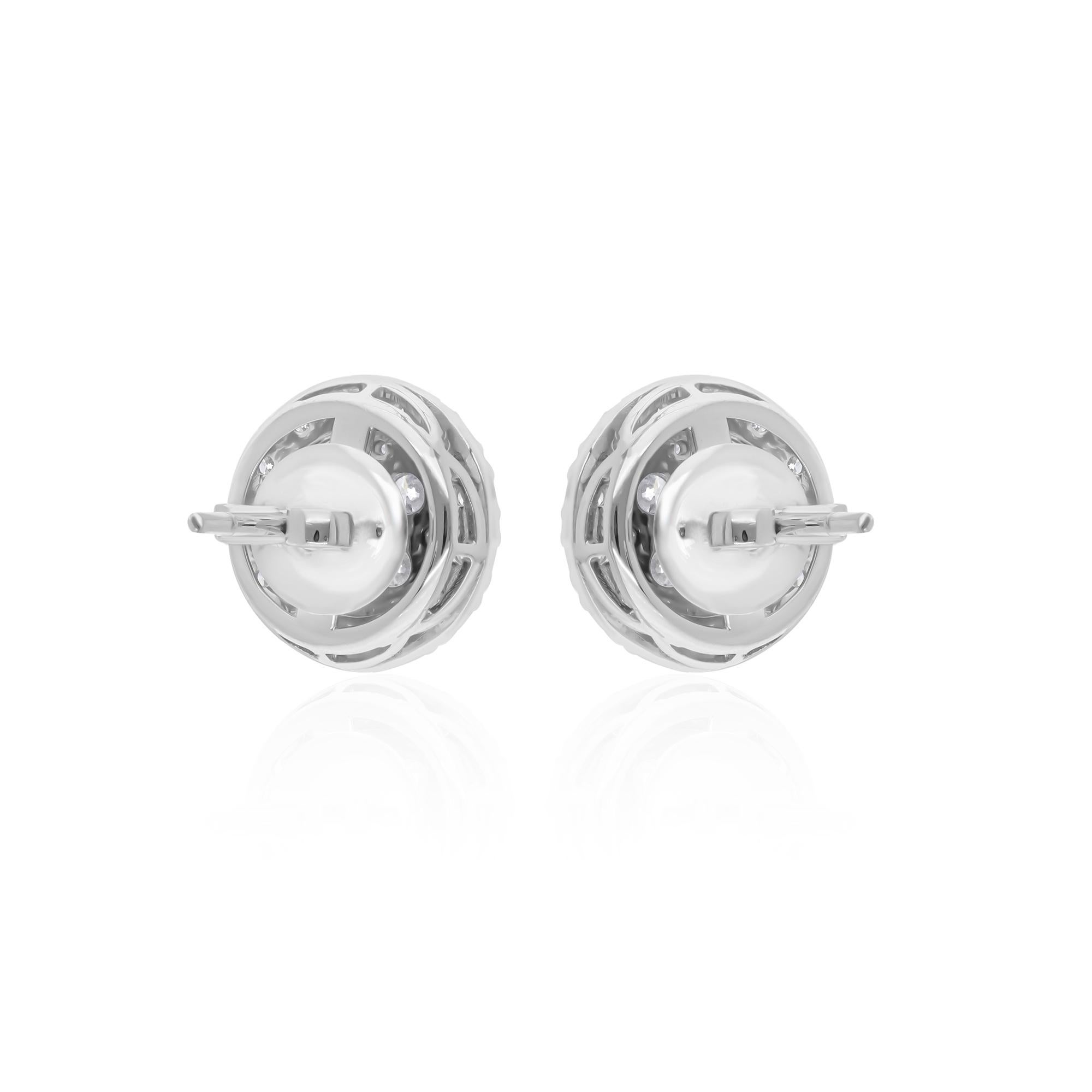 1.97 Carat SI Clarity HI Color Round Diamond Stud Earrings 14 Karat White Gold In New Condition For Sale In Diera, Dubai