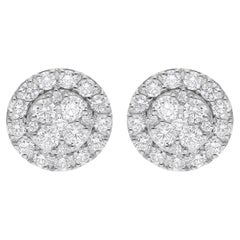 1.97 Carat SI Clarity HI Color Round Diamond Stud Earrings 14 Karat White Gold