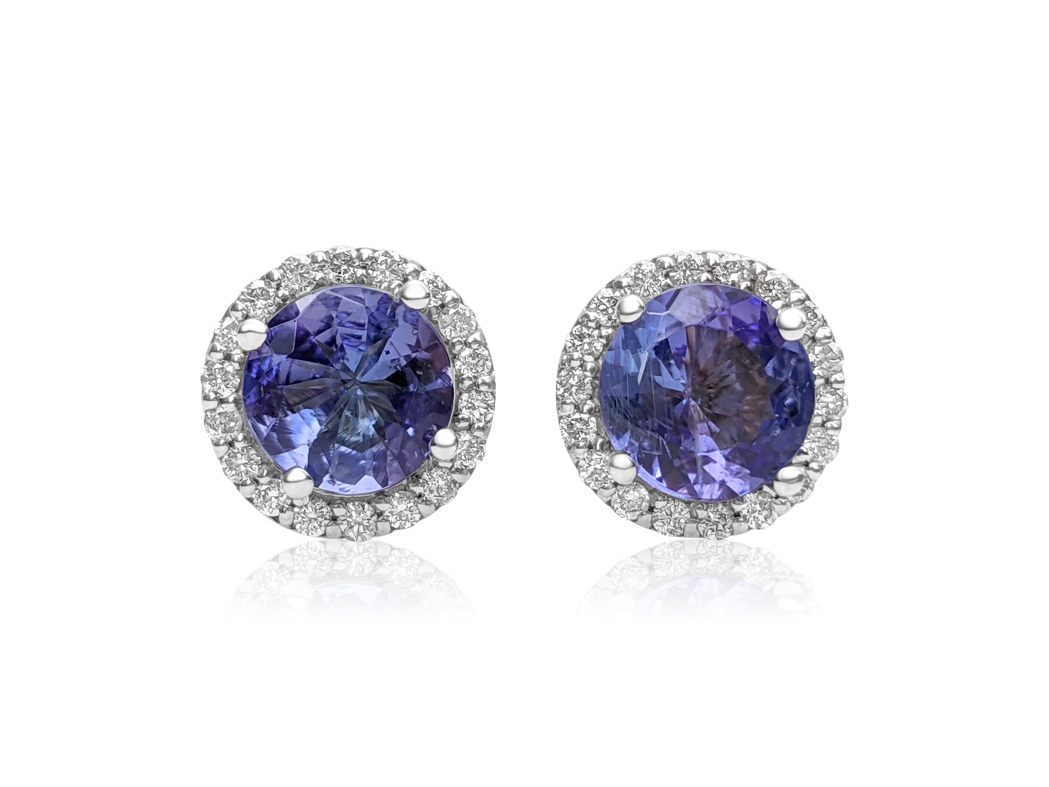 Art Deco $1 NO RESERVE - 1.97ct Tanzanite & 0.25ct Diamonds, 14 Karat White Gold Earrings
