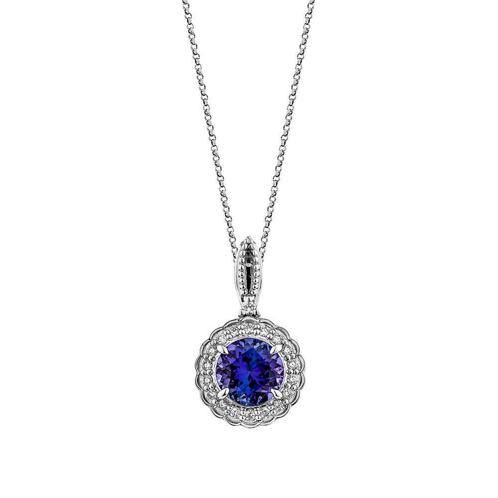 This collection features a selection of the most tantalizing Tanzanite. Uniquely designed with rounds diamonds. The rich purple-blue hues of this gemstone with diamonds set in white gold to present a rich and regal look. 
  
Tanzanite Pendant in