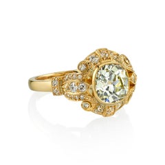 1.97 Carat Vintage Cushion Cut Engagement Ring