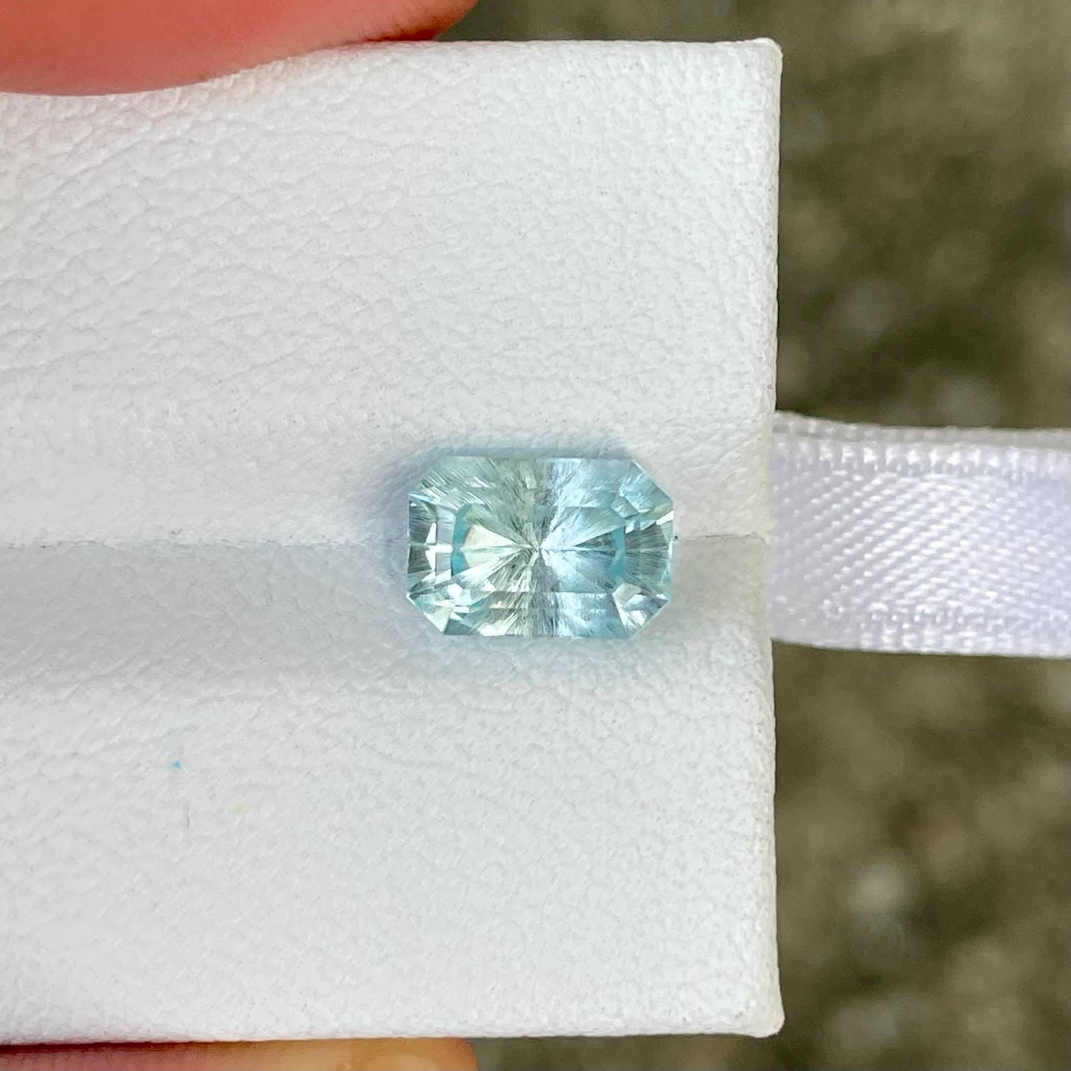 Weight 1.97 carats 
Dimensions 8.65x5.91x5.20 mm
Treatment none 
Origin Nigeria 
Clarity SI 
Shape octagon 
Cut custom precision 



This exquisite 1.97 carat Aquamarine gemstone, sourced from the rich mineral deposits of Niger, boasts a stunning