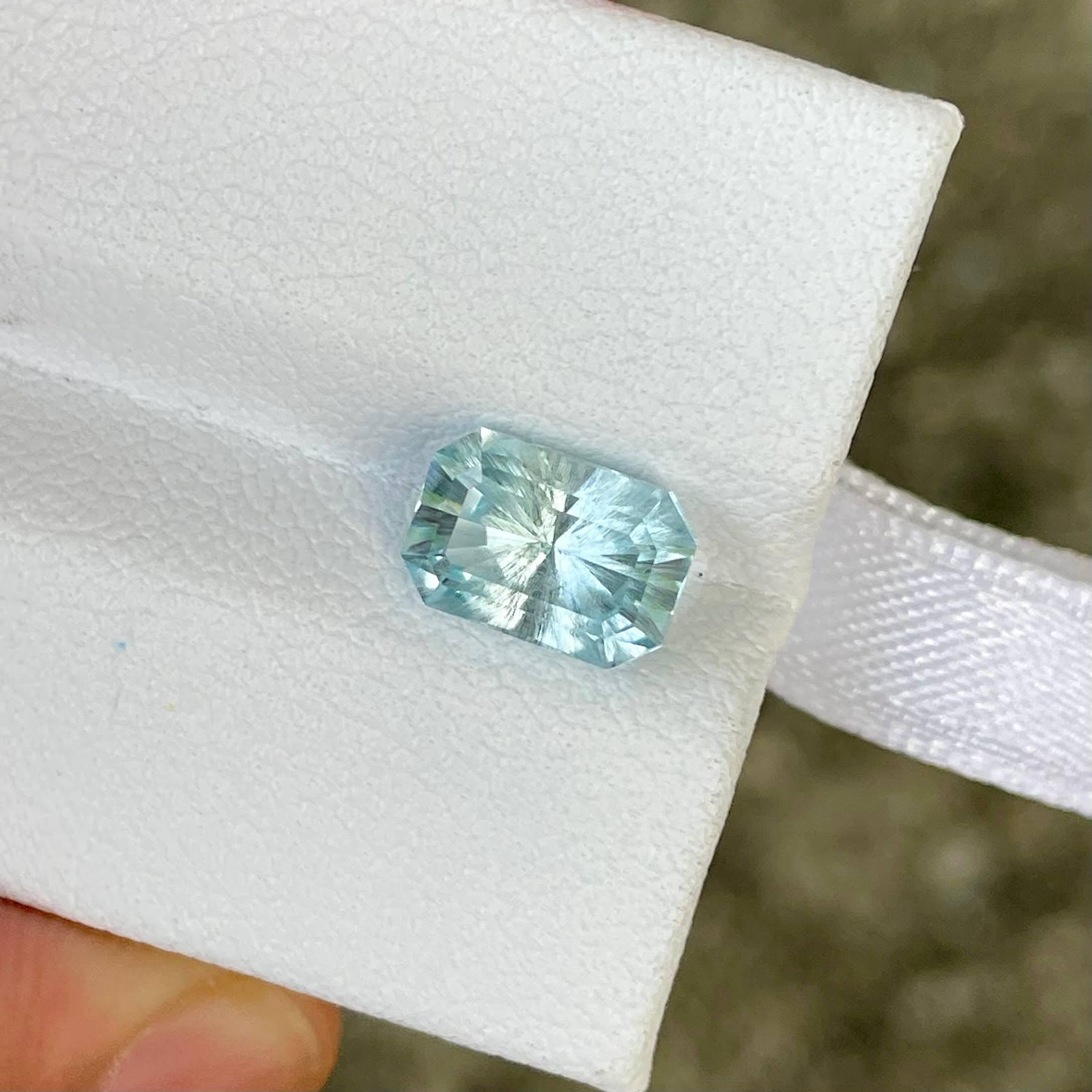 Octagon Cut 1.97 carats Aquamarine Stone Custom Precision Cut Natural Nigerien Gemstone For Sale