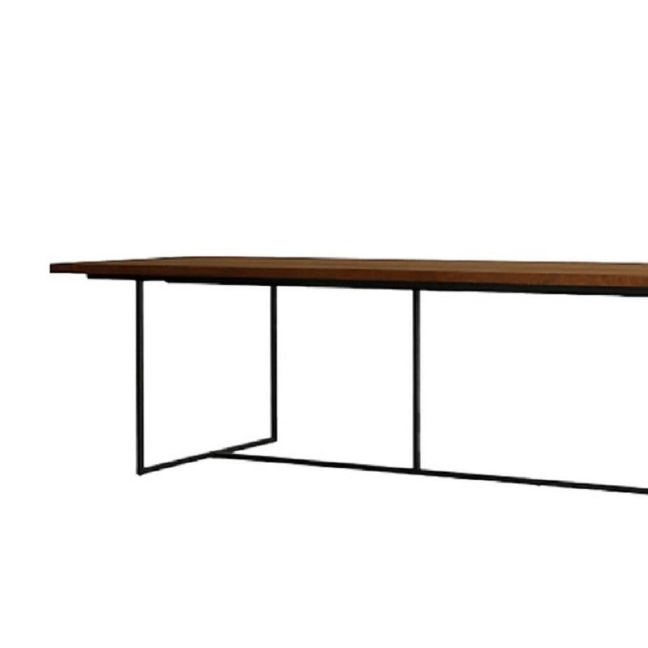 Modern Outdoor Dining Table with Wood Top For Sale