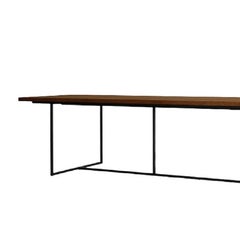 XXL Minimalist Outdoor Dining In Sleek Metal Frame and Wood Top - Heerenhuis