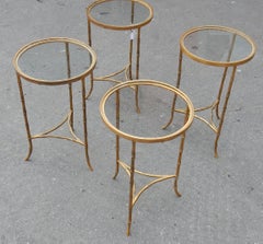 1970 Serie of Four Tables of Round Ends of Sofas Maison Bagués