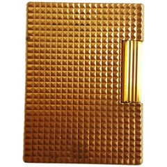 Retro 1970 18 Karat Yellow Gold St. Dupont Lighter, Gold Filled, Diamond Head Pattern