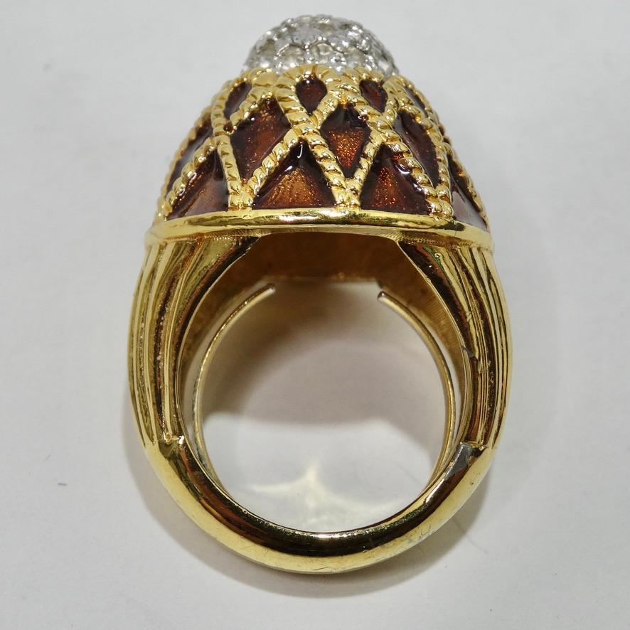 1970 18K Gold Plated Cocktail Ring For Sale 1