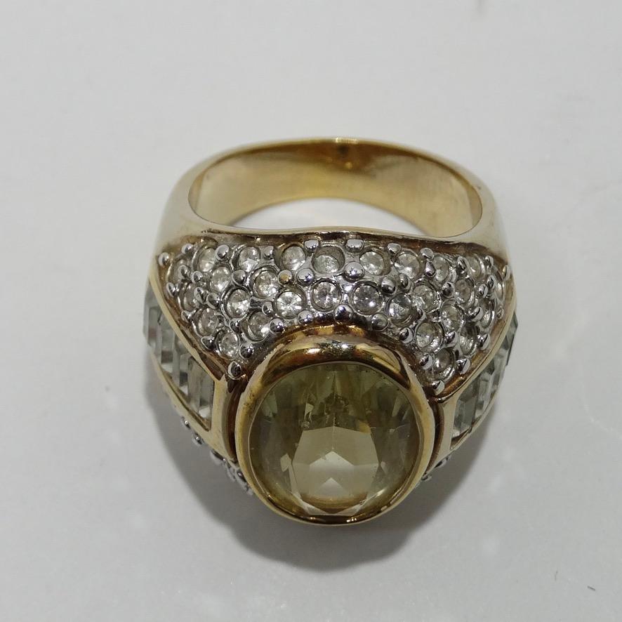 1970 18K Gold Plated Synthetic Citrine Ring In Excellent Condition In Scottsdale, AZ