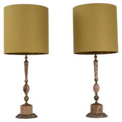 1970-1979 France Antique Gold Pair Of Carved Giltwood Table Lamps