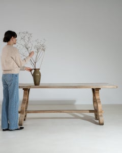 1970-1979 France Bleached Oak Bleached Oak Trestle Bench