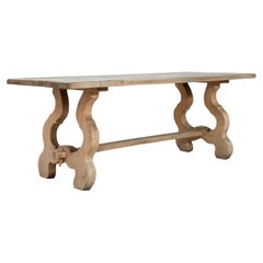 1970-1979 France Bleached Oak Bleached Oak Trestle Bench
