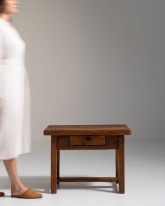 1970-1979 France Honey Oak Single-Drawer Side Table