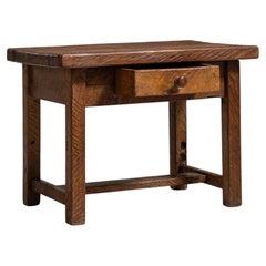 1970-1979 France Honey Oak Single-Drawer Side Table