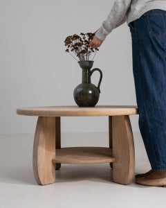 1970-1979 France Natural Blonde Oak Sculptural Oak Coffee Table