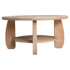 1970-1979 France Natural Blonde Oak Sculptural Oak Coffee Table