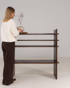 1970-1979 France Rich Walnut Brown Open Walnut Étagère