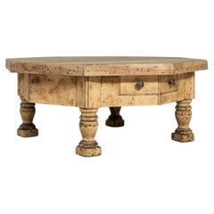 1970-1979 France Weathered Honey Oak Carved Oak Coffee Table