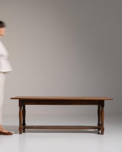 1970-1979 France Weathered Honey Oak Oak Trestle Bench Table