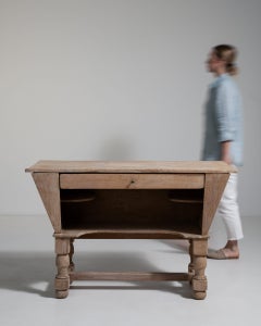 1970-1979 France Weathered Honey Oak Oak Work Table With Drawer