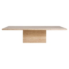 1970-1979 Italy Warm Travertine Beige Travertine Coffee Table