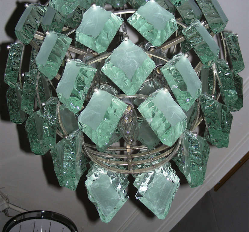 1970-1980 Italian Glass Chandelier by Zero Quattro For Sale 1