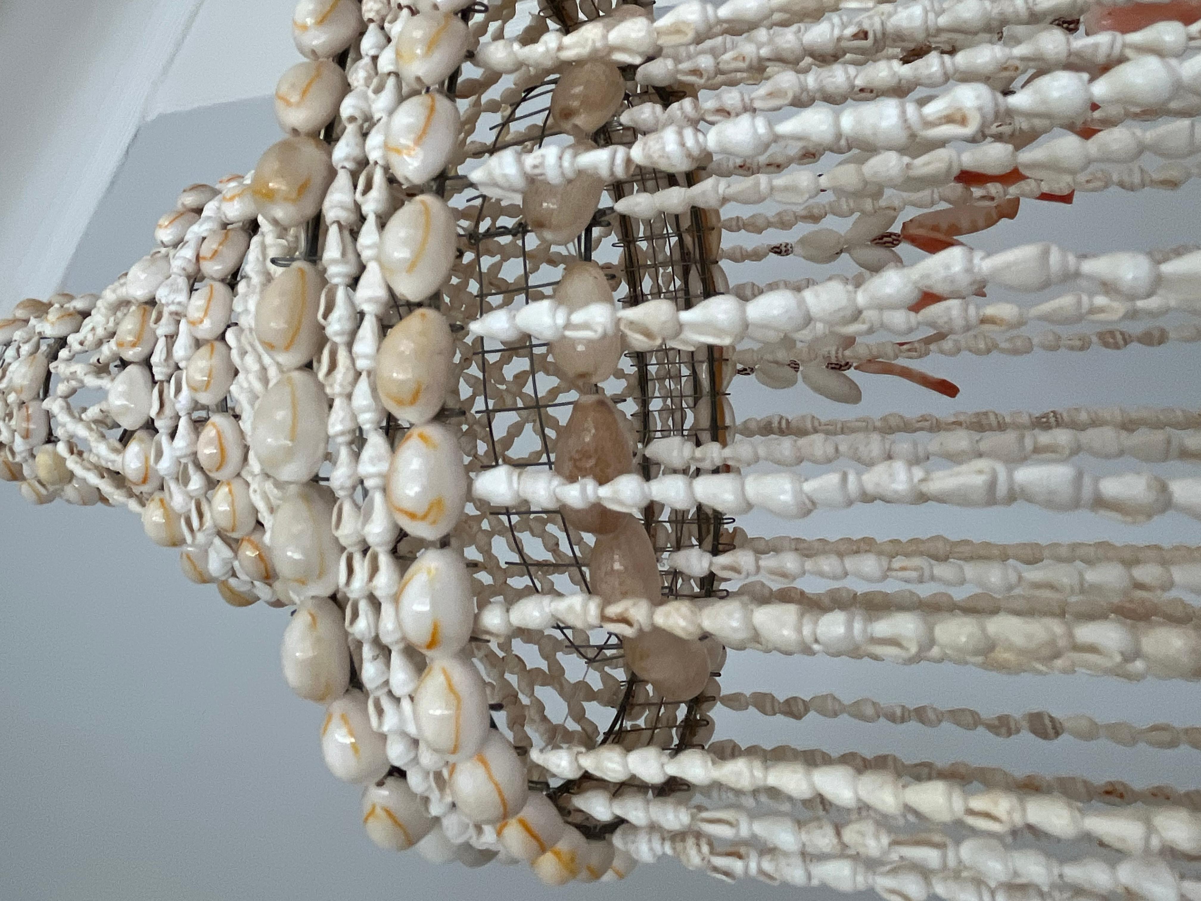 1970/1980s tall chandelier in strings of natural shells For Sale 7