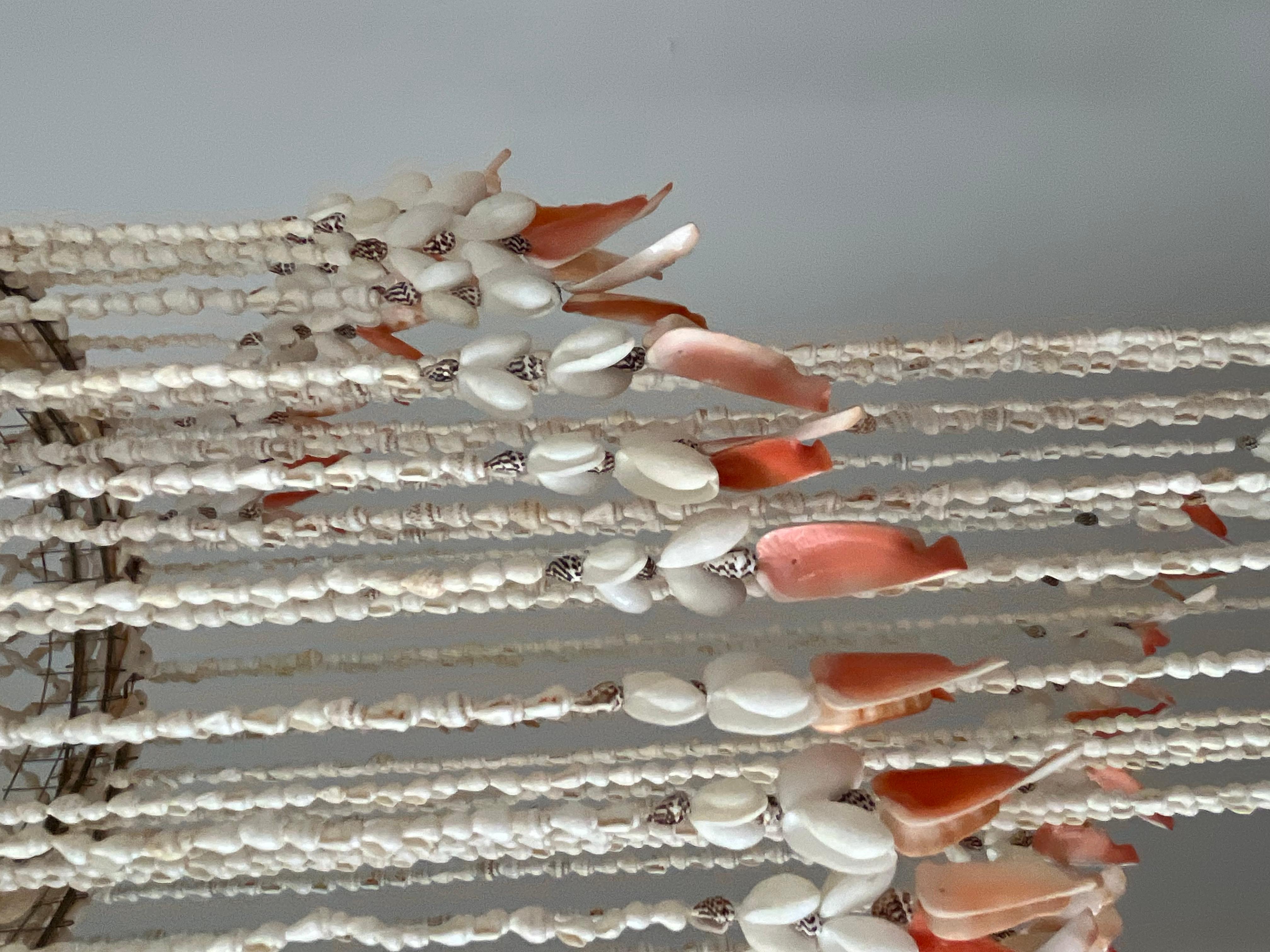 1970/1980s tall chandelier in strings of natural shells For Sale 1
