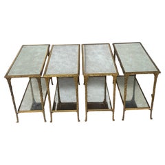 1970′ 2 Pairs Of Sofa Ends Maison Jansen, Charles Or Baguès Palm Tree Decor