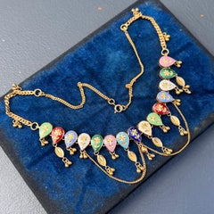 1970 21kt Gold enamel swag necklace India