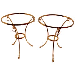 Paire de piédestaux de 1970 à 1980 en bronze doré avec dessus