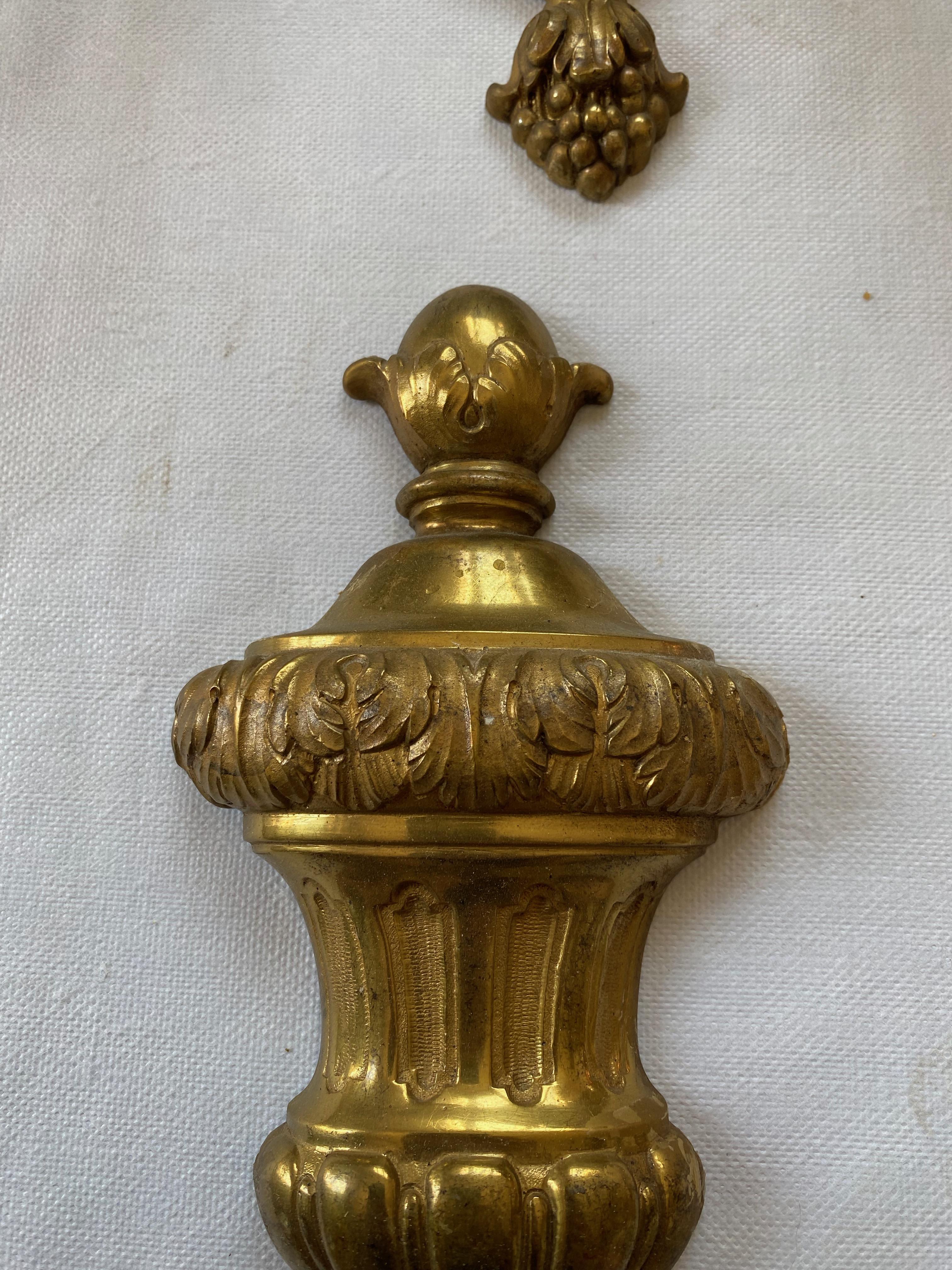 Series 6 Wall Lights in Gilt Bronze Style of Lxvi Maison Bagués Label, 1970/80 For Sale 2