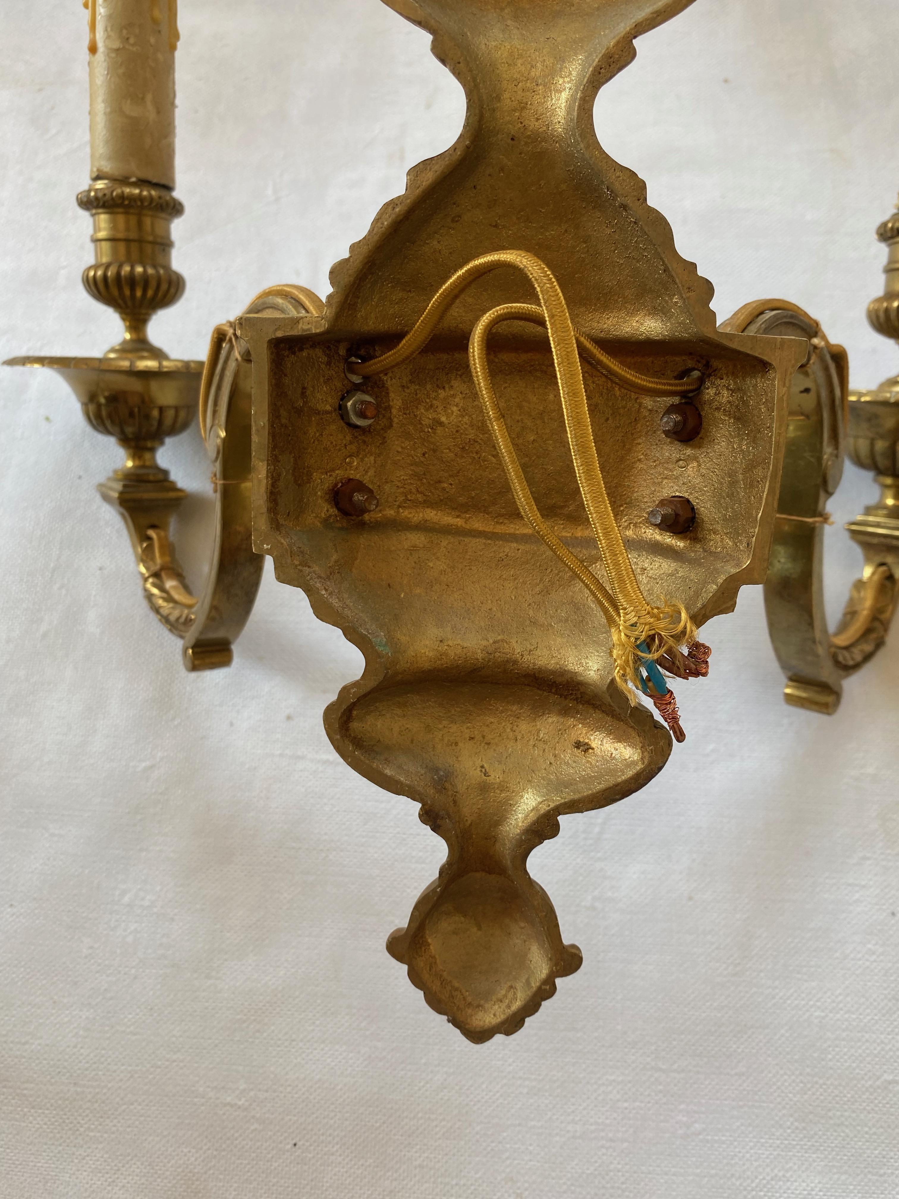 Series 6 Wall Lights in Gilt Bronze Style of Lxvi Maison Bagués Label, 1970/80 For Sale 3