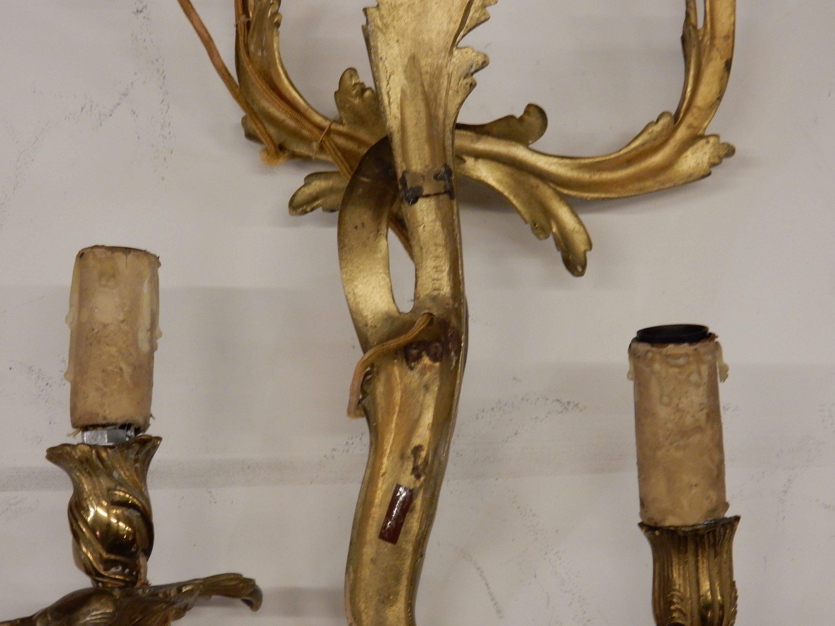 Series of 2 Pairs of Sconces Doing in Gilt Bronze Louis XV Style Signed Baguès 8