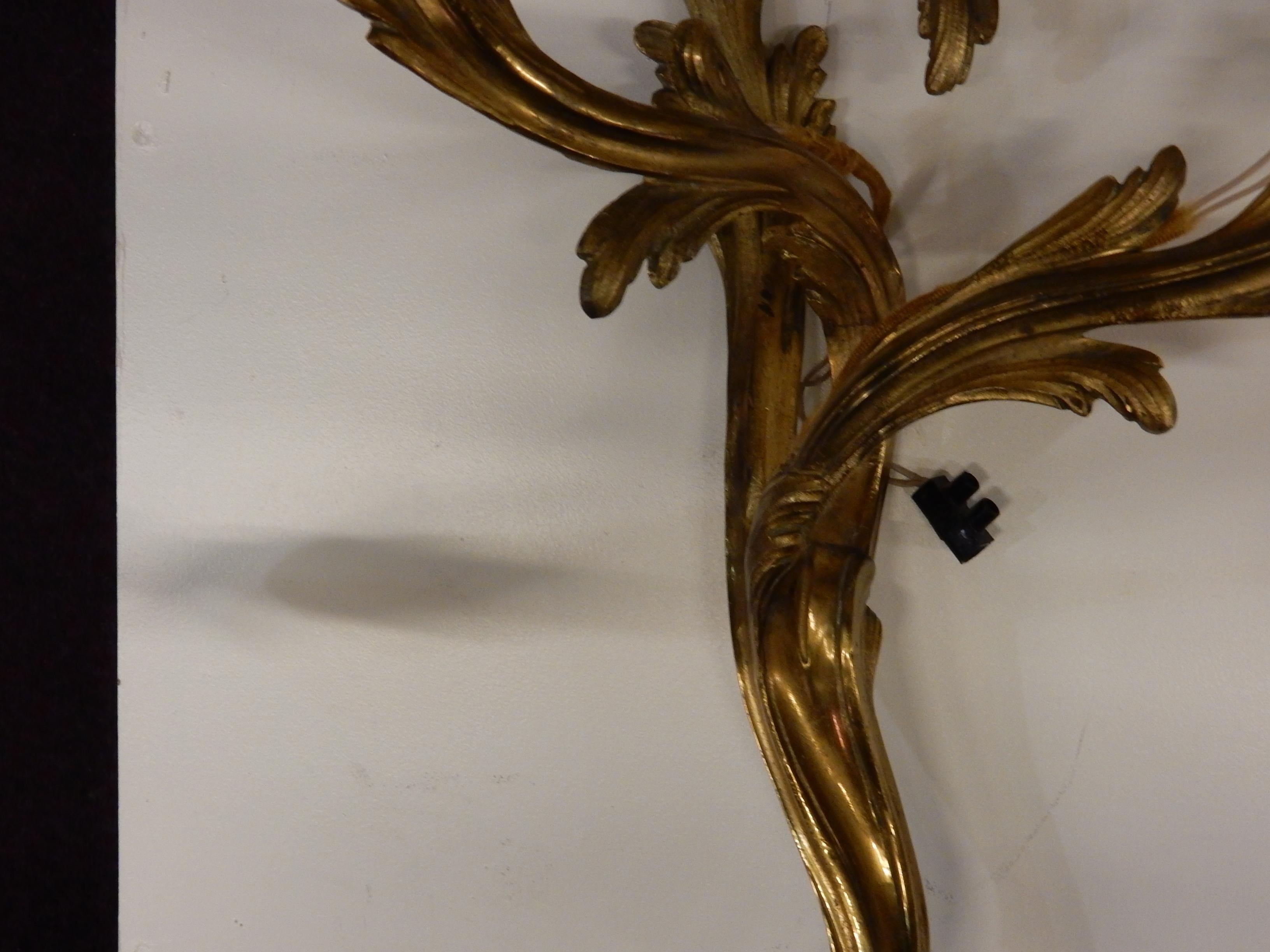 Late 20th Century Series of 2 Pairs of Sconces Doing in Gilt Bronze Louis XV Style Signed Baguès