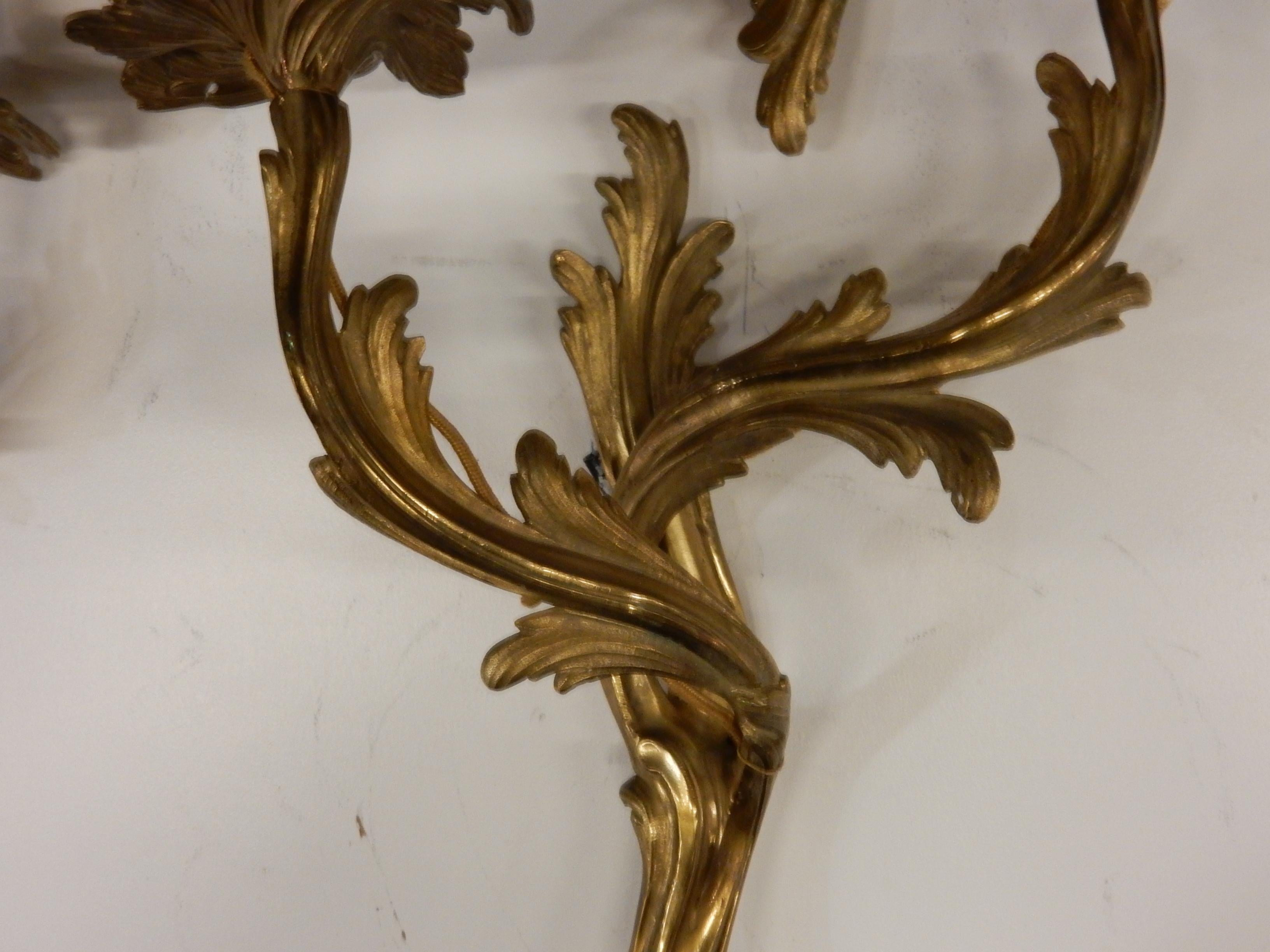 Series of 2 Pairs of Sconces Doing in Gilt Bronze Louis XV Style Signed Baguès 1