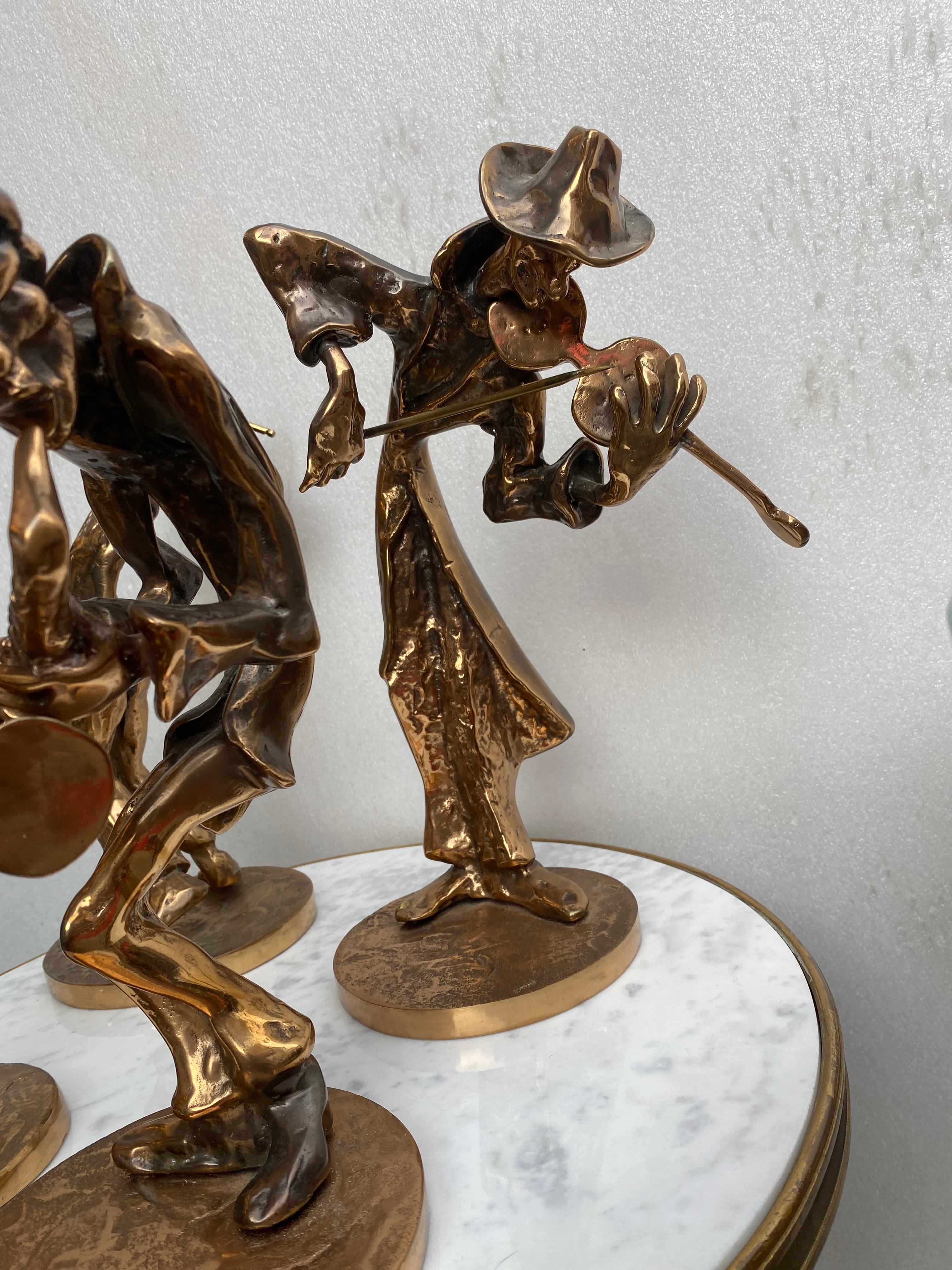 1970/80 'La banda de jazz' 4 esculturas de bronce, firmadas LOHE Patinado en venta