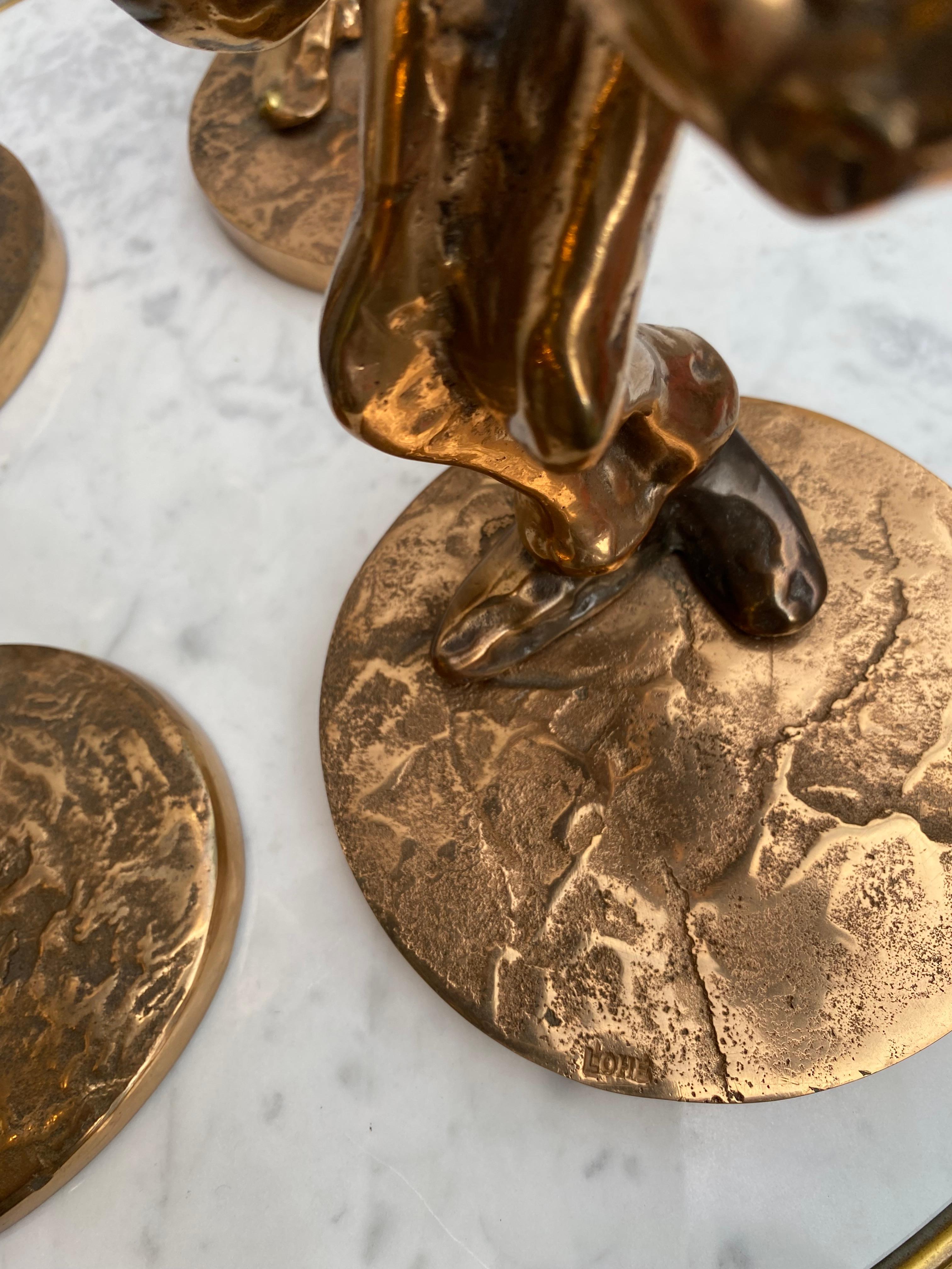1970/80 'La banda de jazz' 4 esculturas de bronce, firmadas LOHE en Bueno estado para la venta en Paris, FR