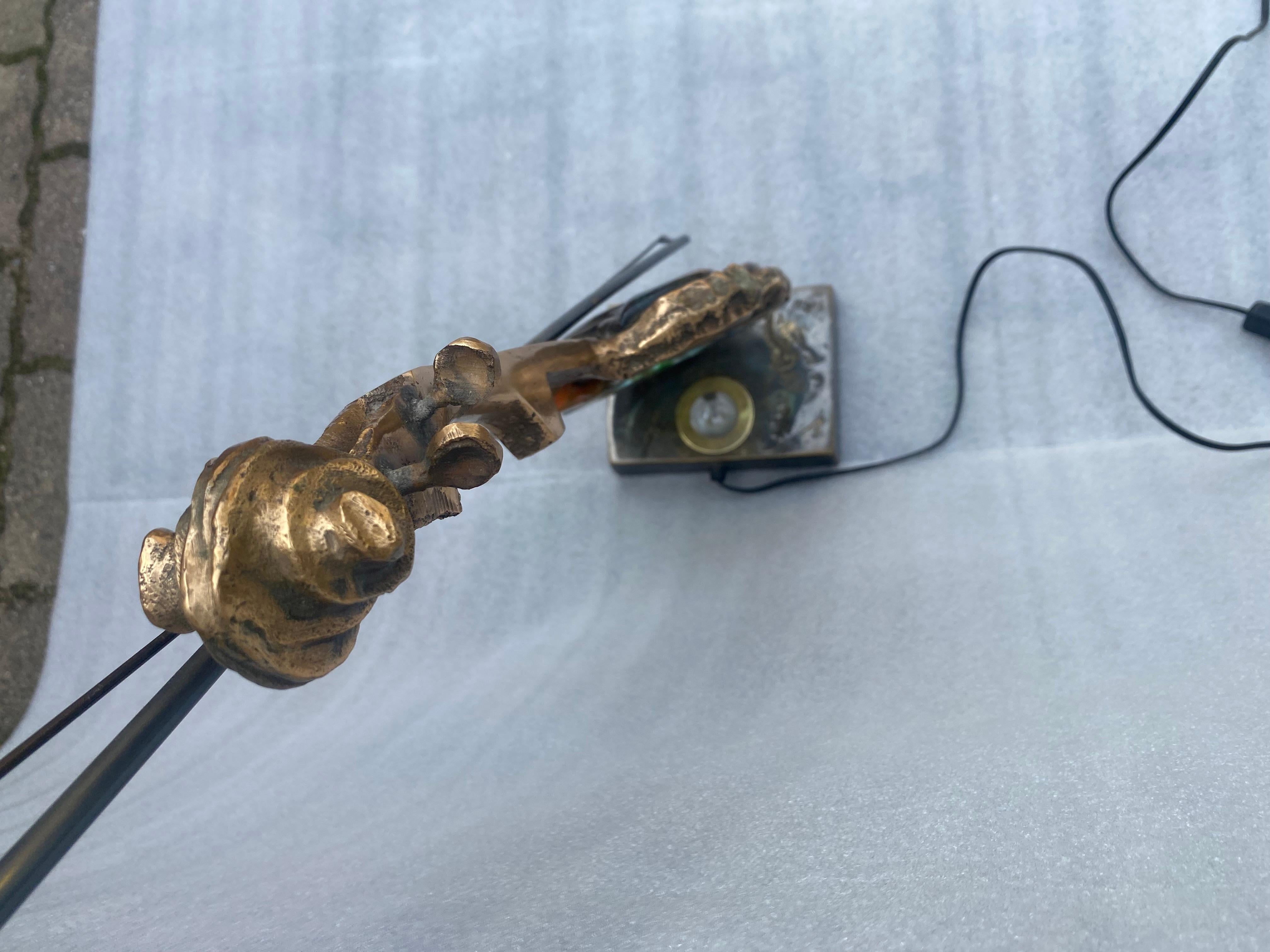 Lampe de violon 1970/80 en bronze et pâte de verre, sculpture signée LOHE en vente 9
