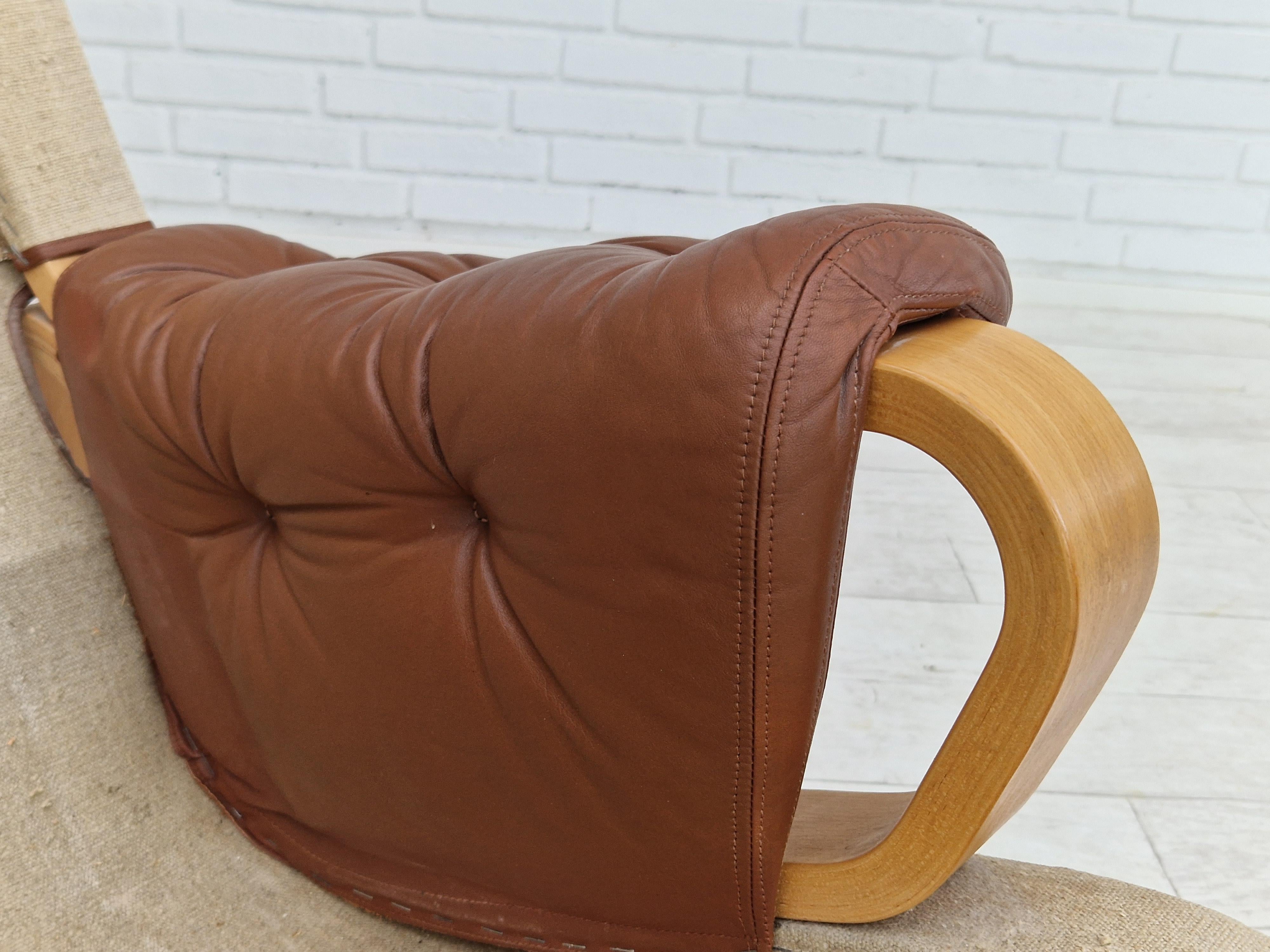 1970-80s, Danish design by Jeki Møbler, armchair in leather, beech bent wood. For Sale 10