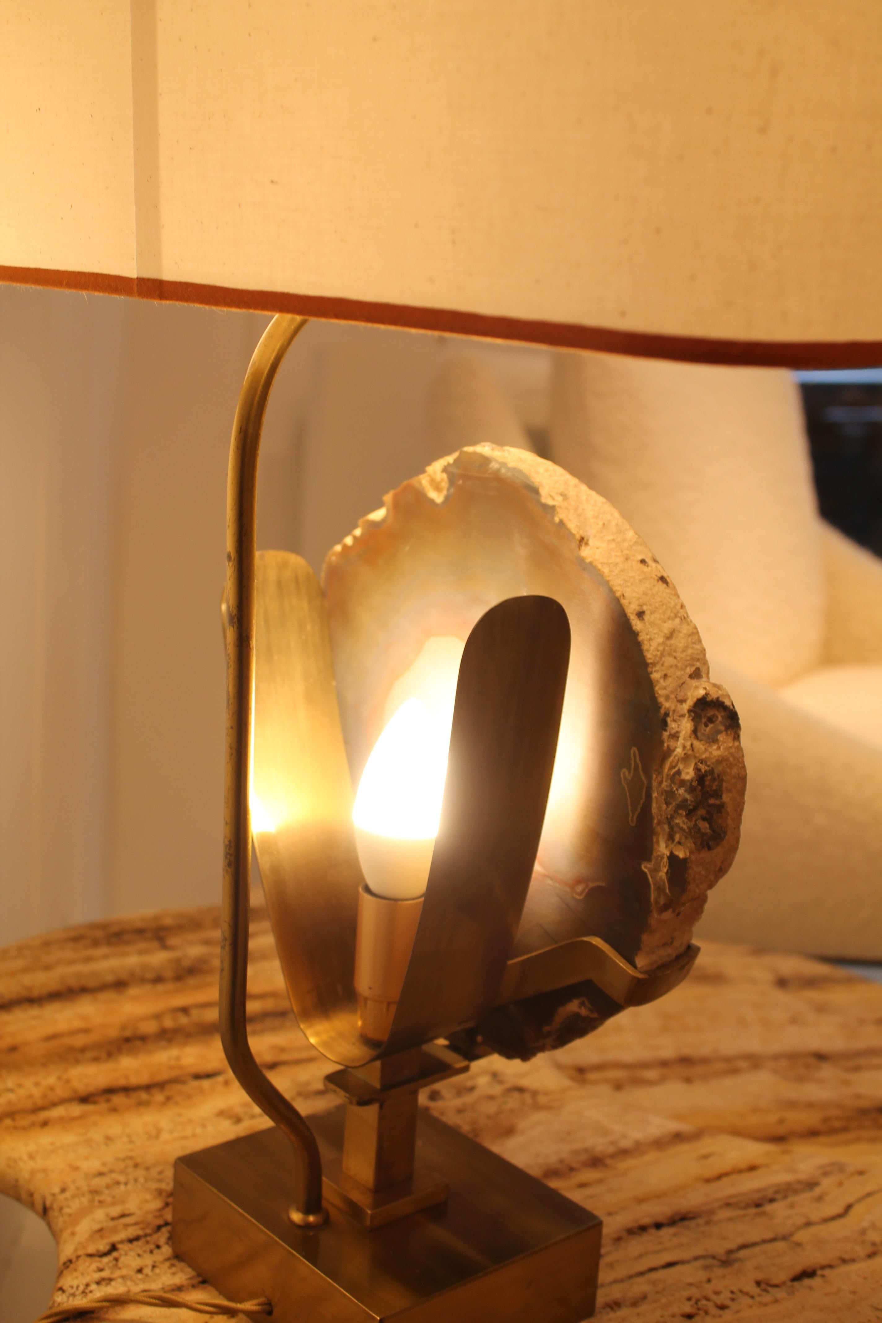 Belgian 1970 Agate Stone Lamp  For Sale