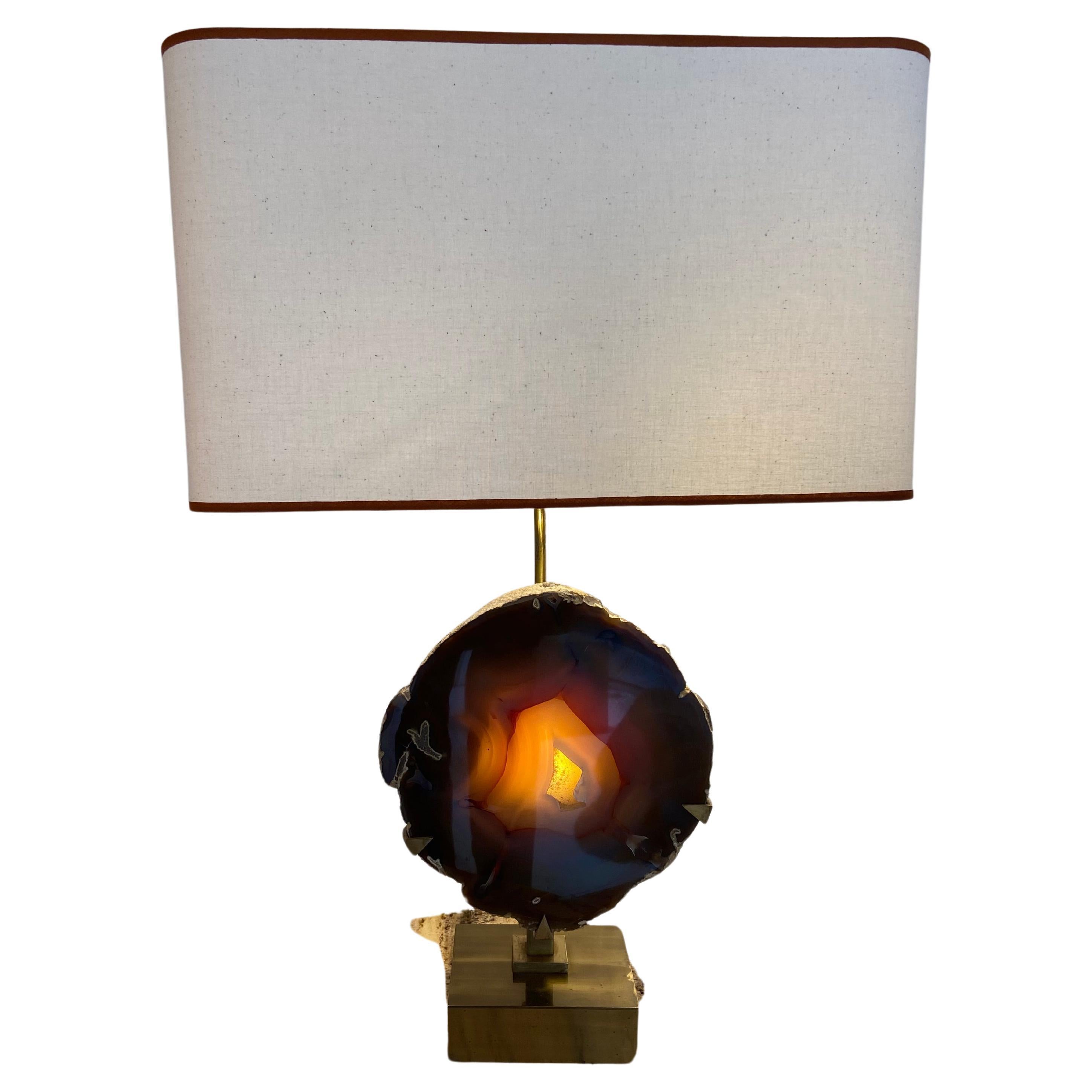 1970 Agate Stone Lamp  For Sale