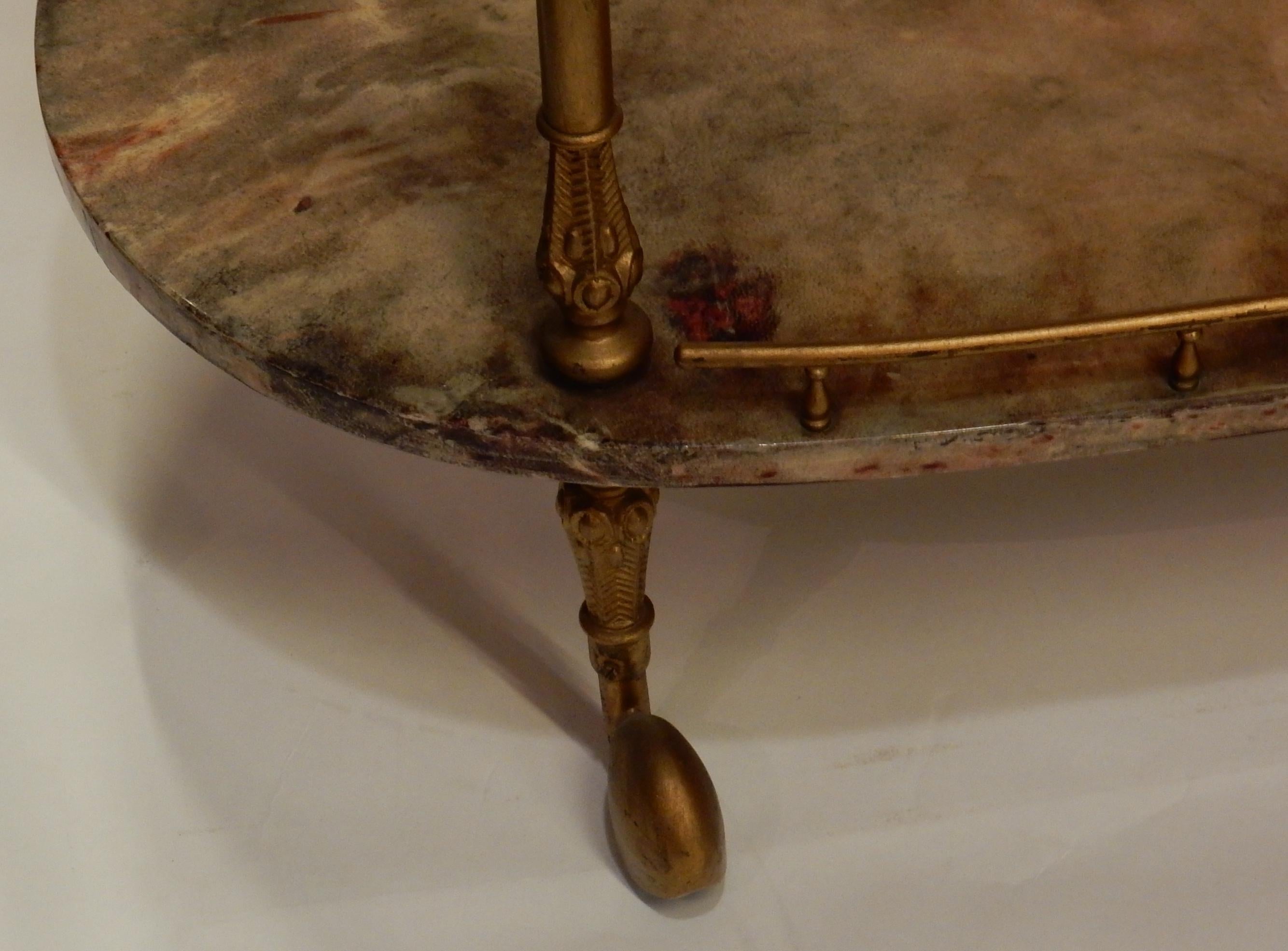 Late 20th Century 1970 Aldo Tura Rolling Bar Neoclassical Gilt Bronze with Goat Skin Vernished