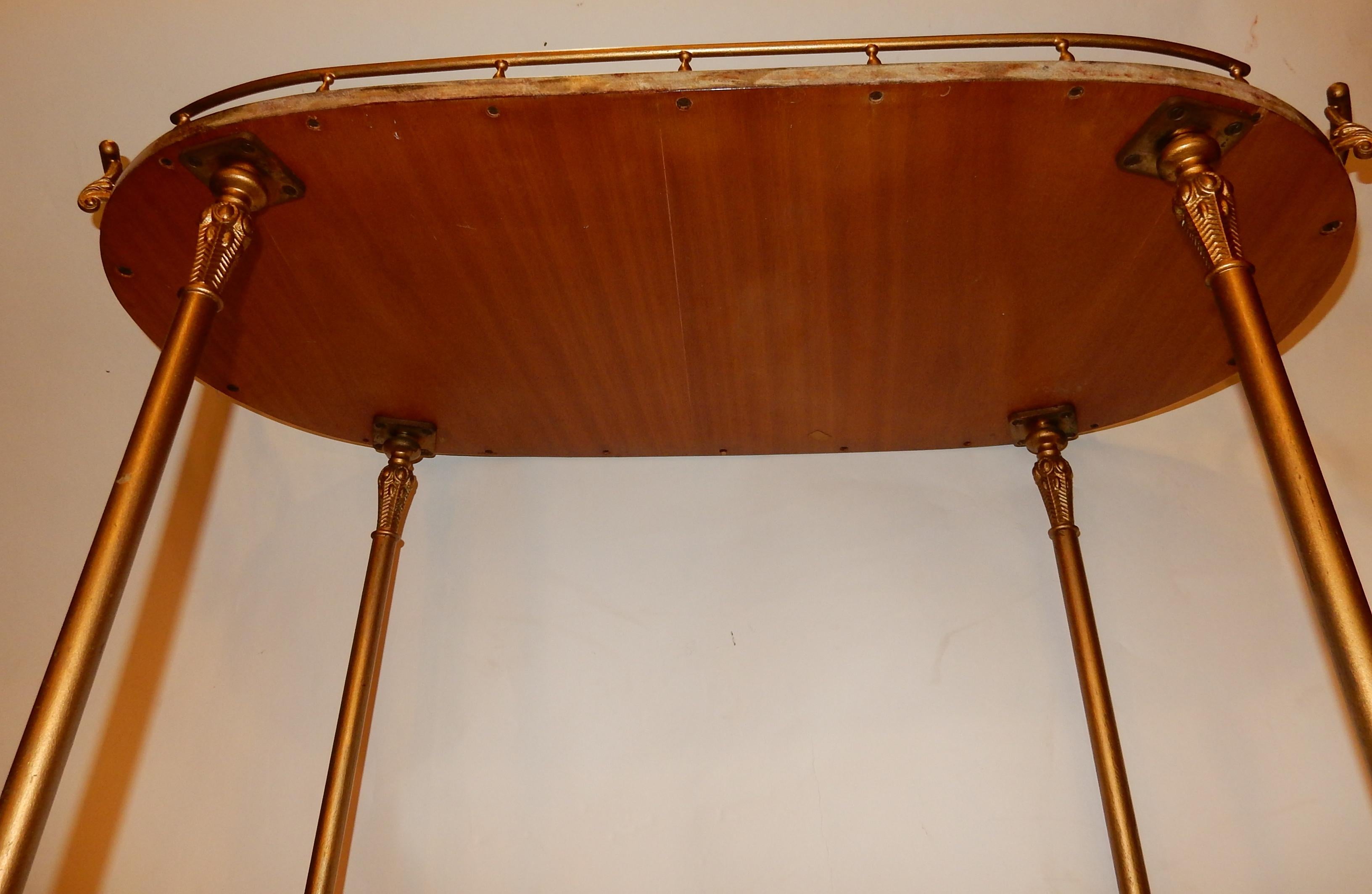 1970 Aldo Tura Rolling Bar Neoclassical Gilt Bronze with Goat Skin Vernished 1