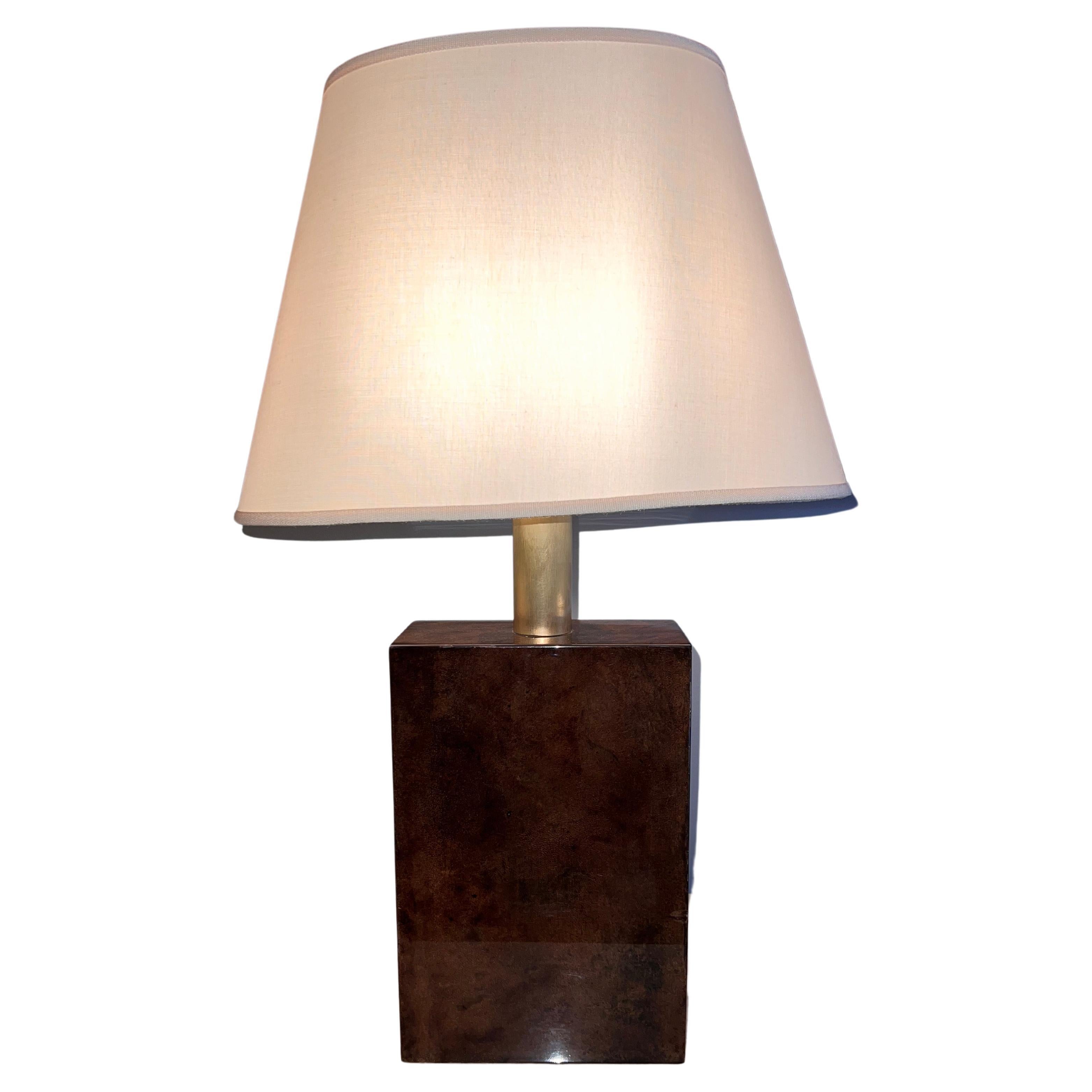 1970 Aldo Tura Style Brown Parchment Table Lamp For Sale